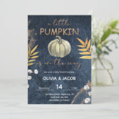 Navy Blue Herfst Pumpkin-Baby shower Kaart (Staand voorkant)
