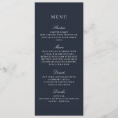 Navy Blue Herfst Winter Elegant Wedding Menu (Voorkant)