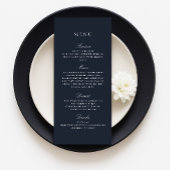 Navy Blue Herfst Winter Elegant Wedding Menu