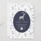 Navy Blue Hert Folkloristische Kunst Kerstmis ELKE Kaart (Voorkant)