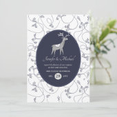 Navy Blue Hert Folkloristische Kunst Kerstmis ELKE Kaart (Staand voorkant)