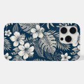 Navy Blue Hibiscus Monstera Tropical Botanical (Verso Horizontal)