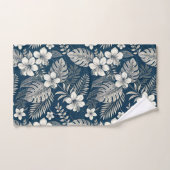Navy Blue Hibiscus Monstera Tropical Botanical (Serviette à main)
