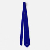 Navy Blue Hidden Initialen Solid Color Stropdas (Achterkant)