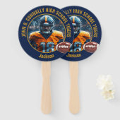 Navy Blue High School Football Player Photo Parent Handwaaier (Voorkant en achterkant)