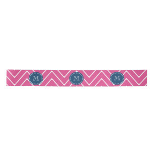 Navy Blue, Hot Pink Chevron Pattern, uw monogram Lint