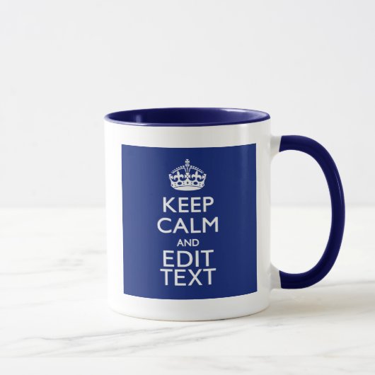Navy Blue houdt kalm en heeft Jouw tekst Mok (Rechts)