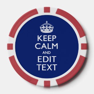 Navy Blue houdt kalm en heeft Jouw tekst Pokerchips