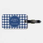 Navy Blue Houndstooth Monogram Bagagelabel (Achterkant horizontaal)