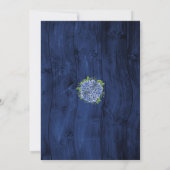 Navy Blue Hydrangea Wood Wedding Rehearsal Dinner Kaart (Achterkant)