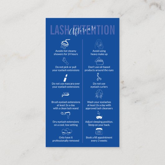 Navy Blue Icon Makeup Lash Extension Aftercare Visitekaartje (Achterkant)