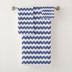 Navy Blue Ikat Chevron Pattern Bad Handdoek