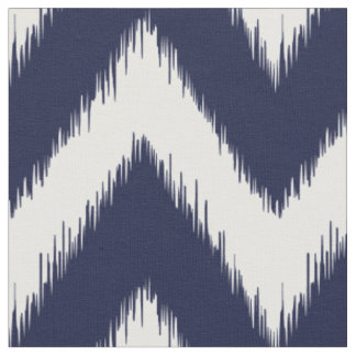 Navy Blue Ikat Chevron Stof