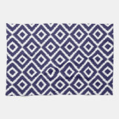 Navy Blue Ikat Diamonds Theedoek (Horizontaal)