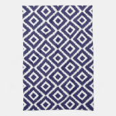 Navy Blue Ikat Diamonds Theedoek (Verticaal)