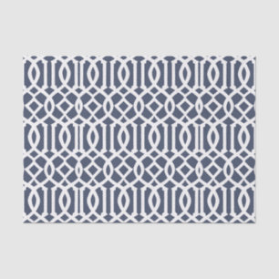 Navy Blue Imperial Trellis Geometric Pattern Tissuepapier