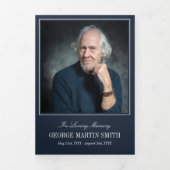 Navy Blue in Loving Memory Photo Funeral Drieluik Programma (Cover)