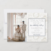 Navy Blue India trouwfoto dank u Bedankkaart (Voorkant)