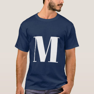 Navy Blue Initiaal Letter Monogram modern Stijlvol T-shirt