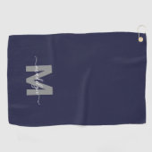 Navy Blue Initiaal Naam Monogram Golfhanddoek (Horizontaal)