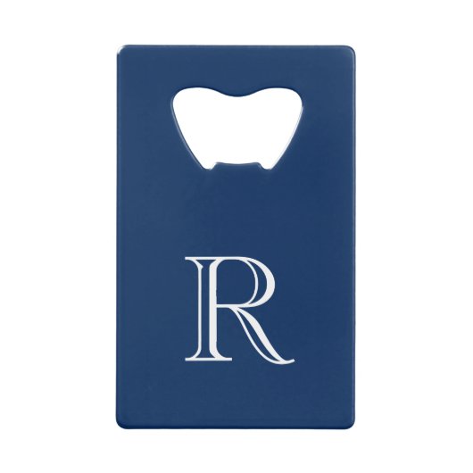 Navy Blue Initiaal Roestvrij stalen flesopening Kredietkaart Flessenopener (Voorkant)
