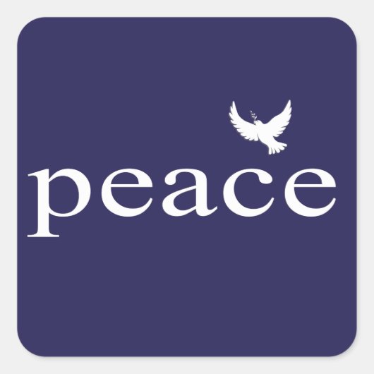 Navy Blue Inspirerend Peace Quote Vierkante Sticker (Voorkant)