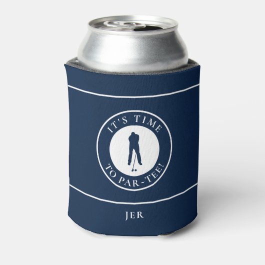 Navy Blue Its Time to Par Tee Personalized Golfer Blikjeskoeler (Blikje Achterkant)