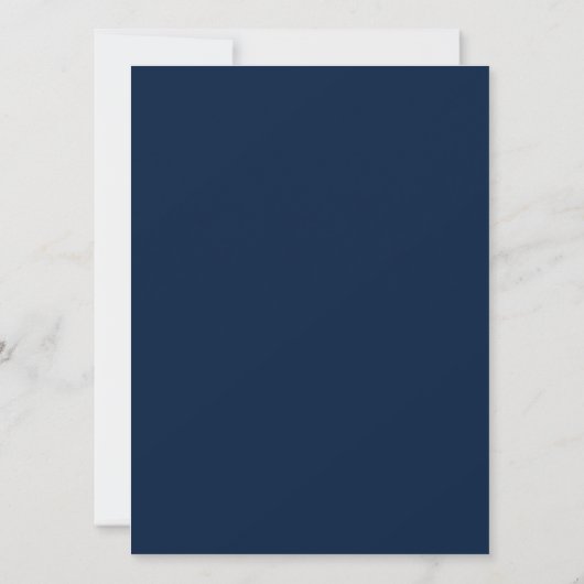 Navy Blue Ivory Rozen Weddenschap Kaart (Achterkant)