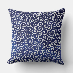 Navy Blue Japenese Nautical Reversible Pillow Kussen