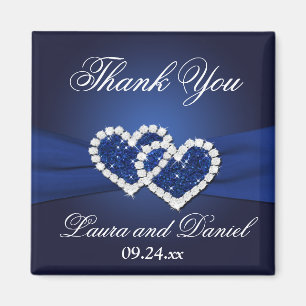 Navy Blue Joined Hearts Bruiloft Favor Magnet Magneet