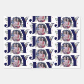Navy blue Joy met kerstfeestfoto's Inpakpapier Vel (Voorkant 2)