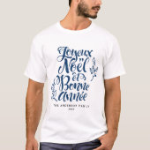 Navy Blue Joyeux Noël et Bonne Année Christmas T-shirt (Voorkant)