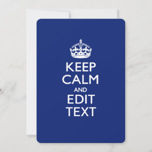 Navy Blue Keep Calm en geef tekst op maat uit