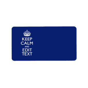 Navy Blue Keep Calm en geef tekst op maat uit Etiket