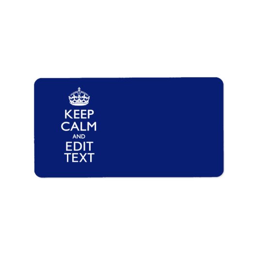 Navy Blue Keep Calm en geef tekst op maat uit Etiket (Voorkant)