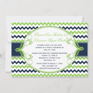 Navy Blue Kelly Green Chevron Reception only Kaart