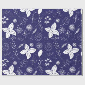 Navy Blue Kerstmis Cadeaupapier (Vlak)