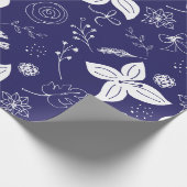 Navy Blue Kerstmis Cadeaupapier (Hoek)
