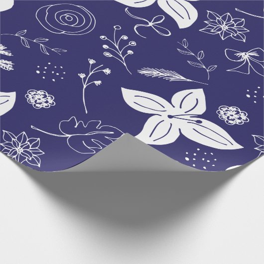 Navy Blue Kerstmis Cadeaupapier (Hoek)