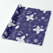 Navy Blue Kerstmis Cadeaupapier (Uitgerold)
