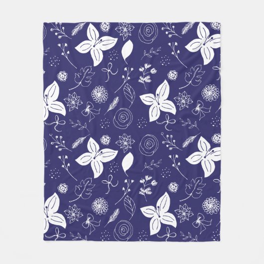 Navy Blue Kerstmis Fleece Deken (Voorkant)