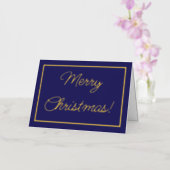 Navy Blue Kerstmis Folie Wenskaart (Orchidee)
