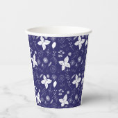 Navy Blue Kerstmis Papieren Bekers (Voorkant)