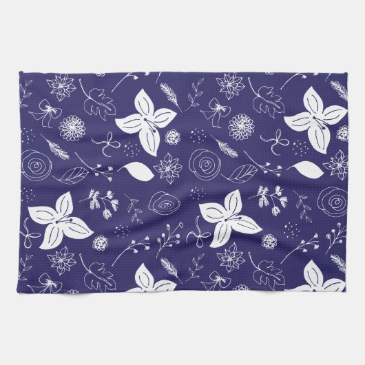 Navy Blue Kerstmis Theedoek (Horizontaal)