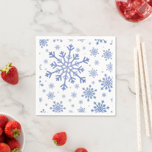 Navy Blue-kerstsnowflakes op Winter White Servet