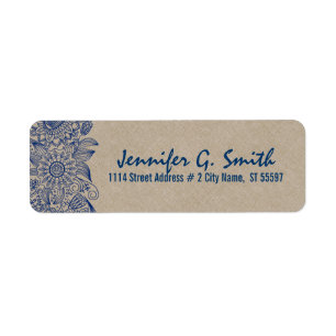 Navy Blue Lace & Beige Linen Burlap Texture 2 Etiket