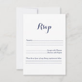 Navy Blue Lace Monogram Wedding RSVP (Achterkant)