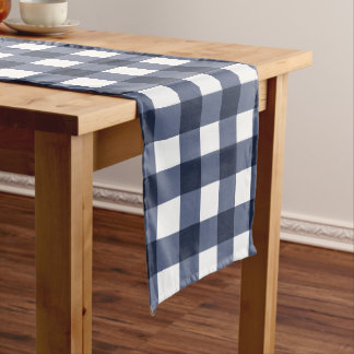 Navy Blue Large Classic Gingham Check Pset Lange Tafelloper