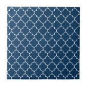 Navy Blue Latticework, Quatrefoil, Trellis Tegeltje (Voorkant)