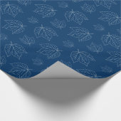 Navy Blue Leaf Pattern Roll of Wrapping Paper Cadeaupapier (Hoek)